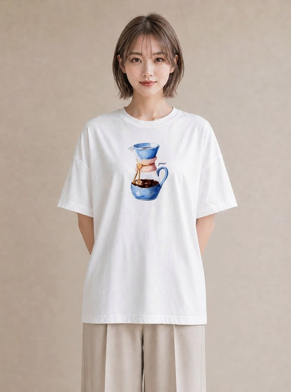 Tシャツ レディース カフェオレ 食べ物 フード イラスト ユニーク 秋コーデ おしゃれギフト 白T