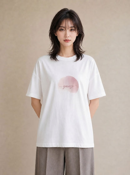 半袖Tシャツ レディース 紙風船 和紙 ナチュラル アンティーク イラスト ユニーク デイリーウェア 休日 白T