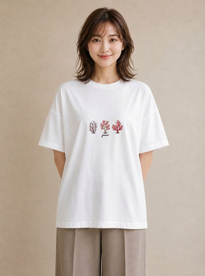 グラフィックTシャツ レディース サンゴ 海の生き物 海 イラスト 可愛い 週末コーデ 敬老の日 白T