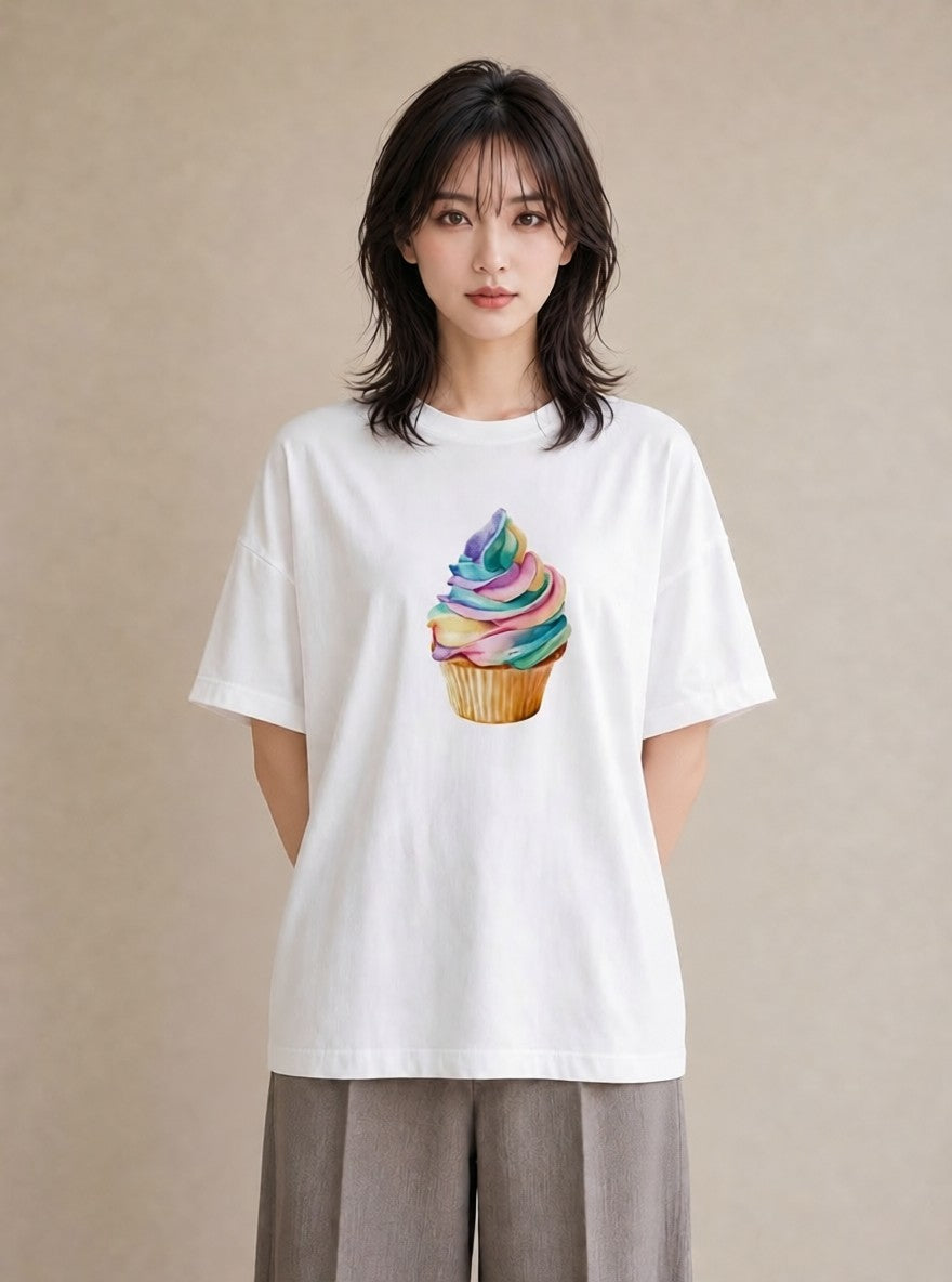 グラフィックTシャツ レディース マカロン 食べ物 フード イラスト カフェコーデ ママ カフェ服 白T