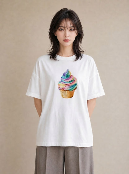 グラフィックTシャツ レディース マカロン 食べ物 フード イラスト カフェコーデ ママ カフェ服 白T