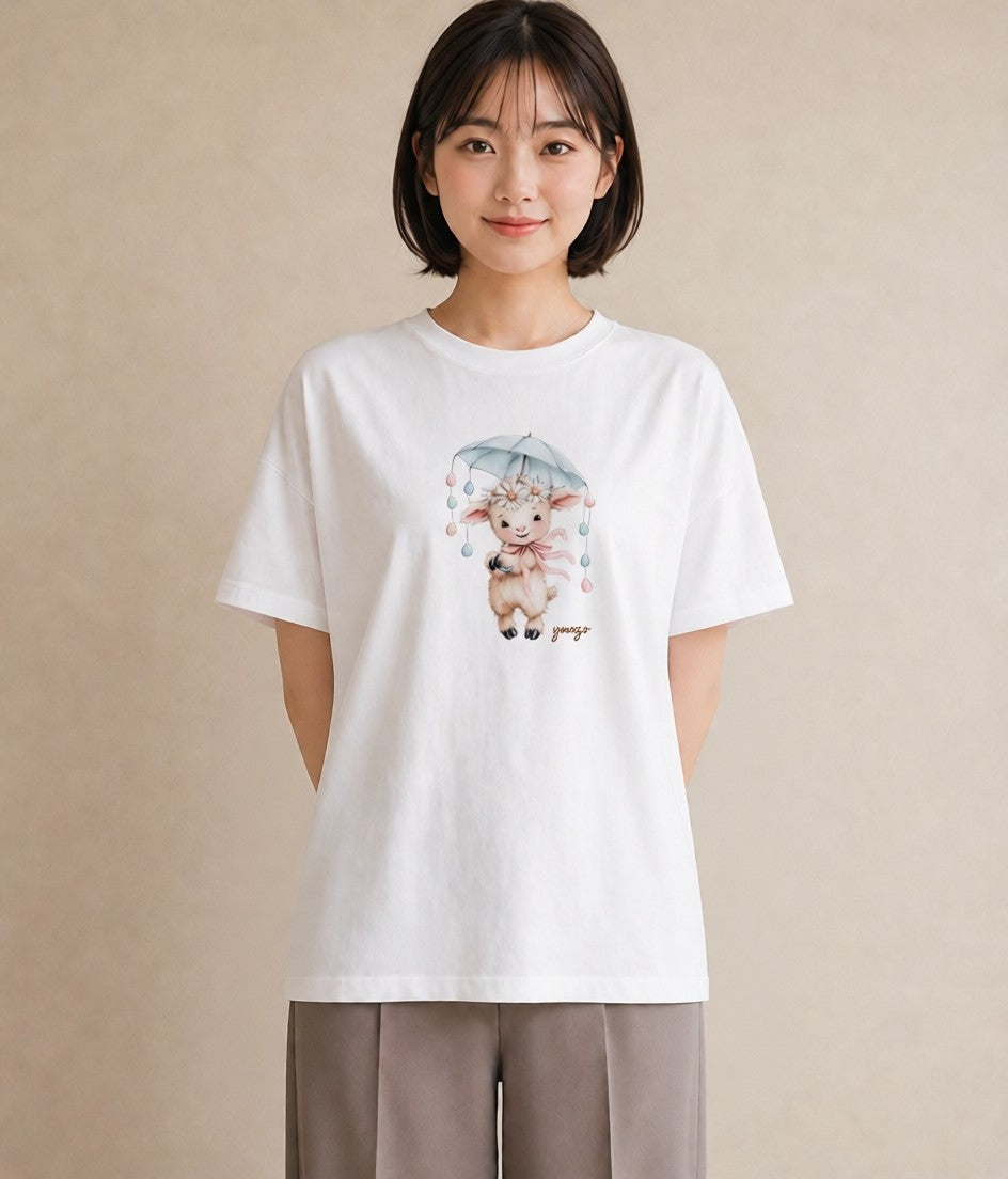 Tシャツ レディース アルパカ 動物 アニマル イラスト 旅行コーデ 自分用 ルームウェア 白T