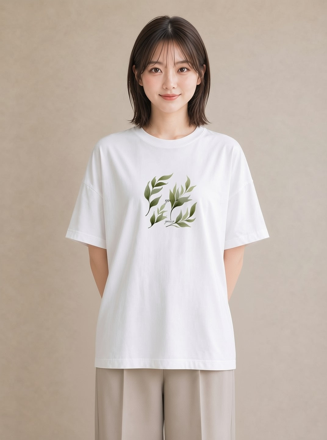 デザインTシャツ レディース 苔 植物 ボタニカル イラスト 旅行コーデ 春コーデ 姉妹 白T