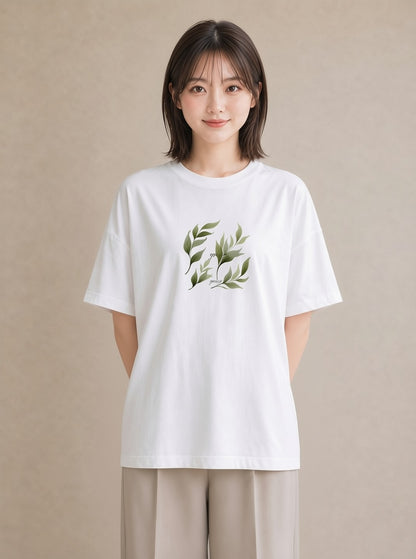 デザインTシャツ レディース 苔 植物 ボタニカル イラスト 旅行コーデ 春コーデ 姉妹 白T