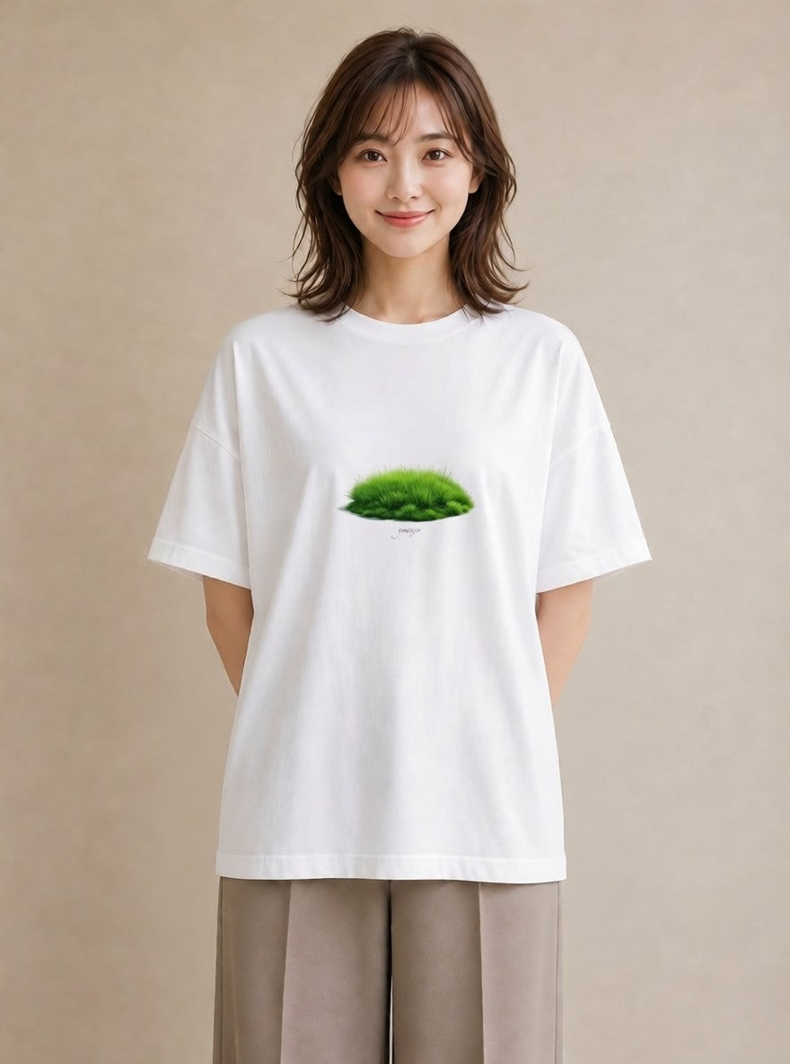 プリントTシャツ レディース 芝生 植物 ボタニカル イラスト きれいめカジュアル 親子 20代 白T