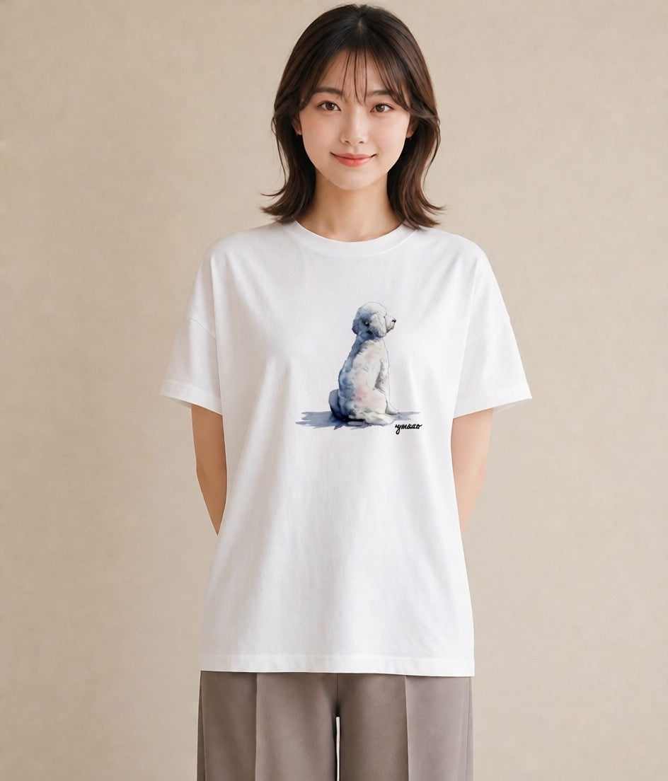 デザインTシャツ レディース ビションフリーゼ 犬 いぬ イラスト モード 誕生日プレゼント 綿100 白T