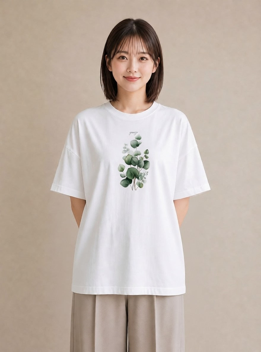 デザインTシャツ レディース ユーカリ 植物 ボタニカル イラスト 淡色 姉妹 送別ギフト 白T