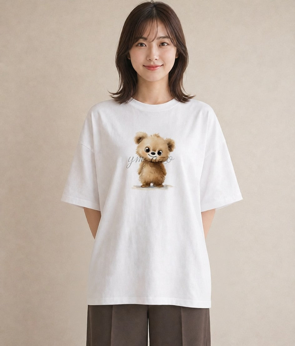 Tシャツ レディース くま クマ ベア 動物 アニマル イラスト きれいめ ルームウェア ギフト 白T