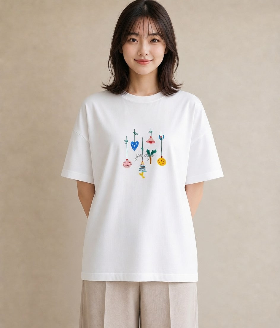 グラフィックTシャツ レディース 風鈴 ガラス 夏 ナチュラル アンティーク イラスト きれいめカジュアル 親子 20代 白T