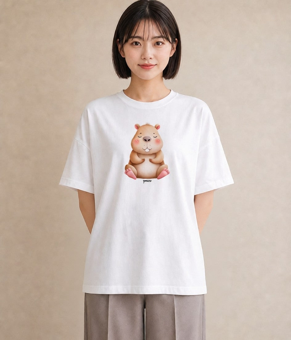 グラフィックTシャツ レディース モルモット ペット 動物 イラスト 手描き風 敬老の日 ホワイトデー 白T