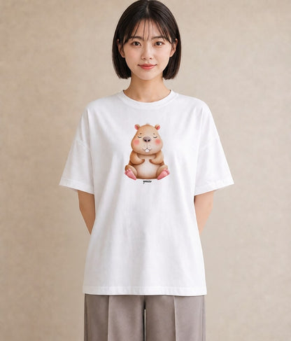 グラフィックTシャツ レディース モルモット ペット 動物 イラスト 手描き風 敬老の日 ホワイトデー 白T