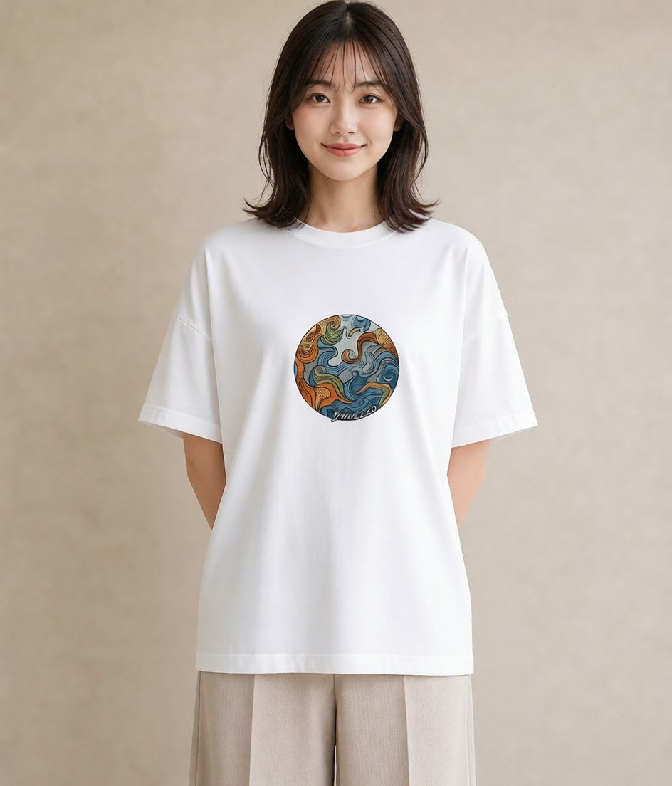 プリントTシャツ レディース 土星 星空 宇宙 イラスト 上品 ギフト 母の日 白T