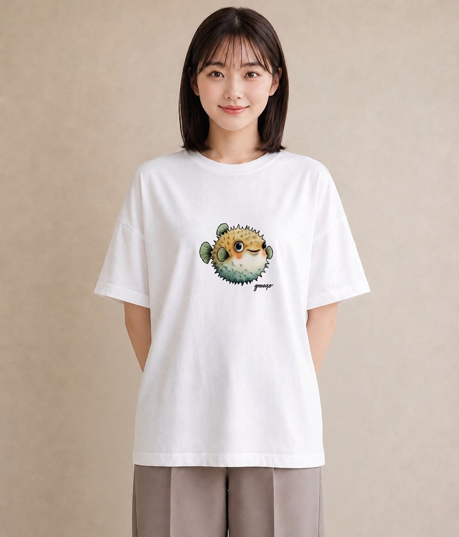 半袖Tシャツ レディース メダカ ペット 動物 イラスト 韓国風 母の日 ビーチ 白T