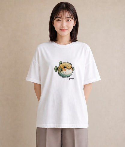 半袖Tシャツ レディース メダカ ペット 動物 イラスト 韓国風 母の日 ビーチ 白T