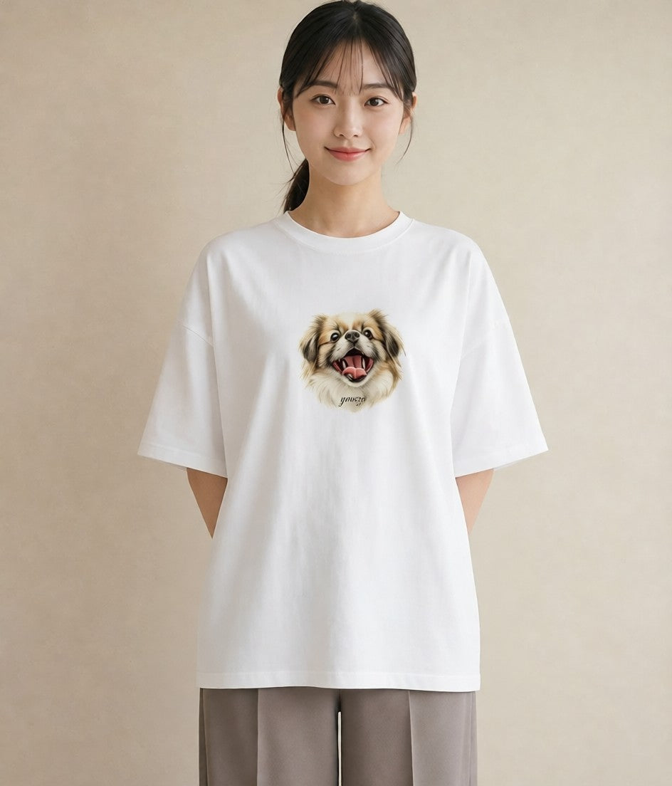 グラフィックTシャツ レディース 狆 犬 いぬ イラスト レトロ 姉妹 送別ギフト 白T