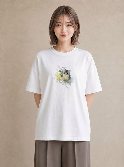 半袖Tシャツ レディース 愛猫 猫 ねこ イラスト モード 春コーデ 姉妹 白T