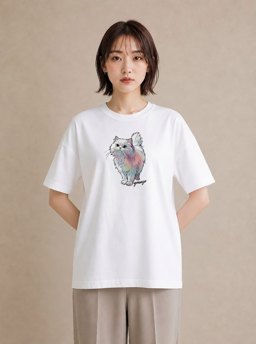 デザインTシャツ レディース ソマリ 猫 ねこ イラスト 北欧風 ギフト 母の日 白T