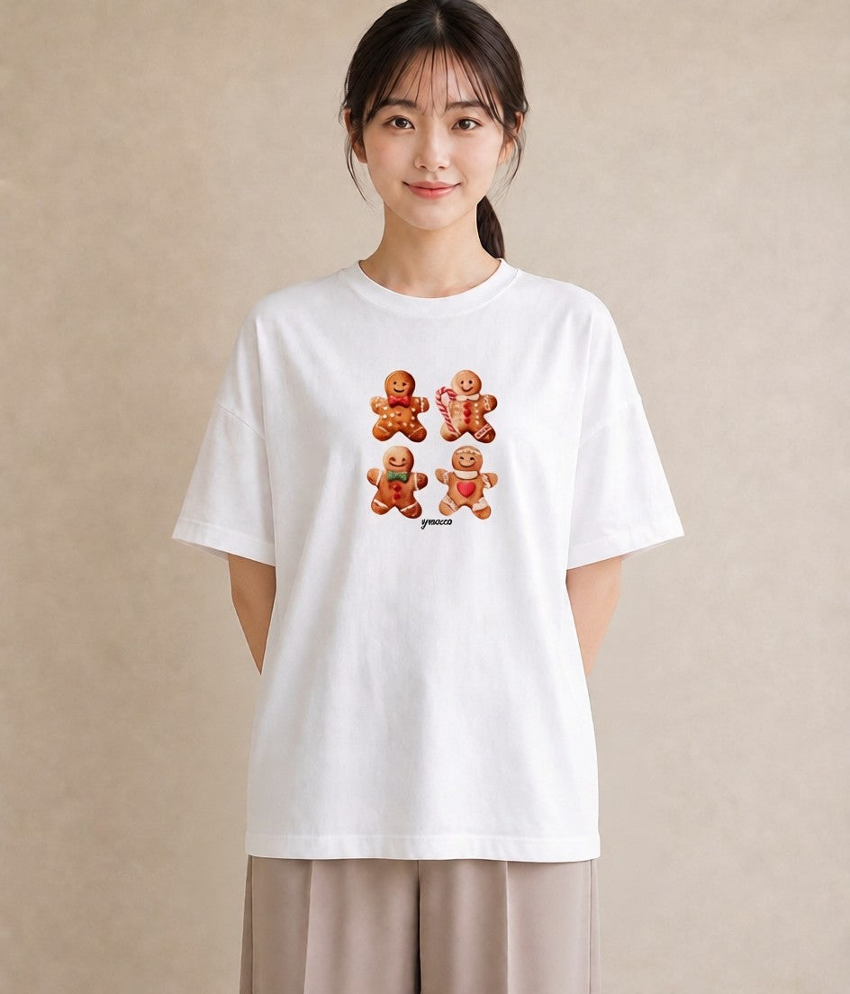 半袖Tシャツ レディース クッキー 食べ物 フード イラスト ミニマル 旅行用 海 白T
