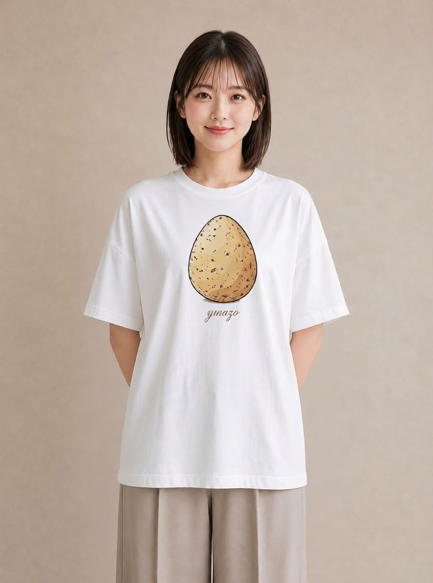 プリントTシャツ レディース たまご 食べ物 フード イラスト お洒落 休日 ペアコーデ 白T
