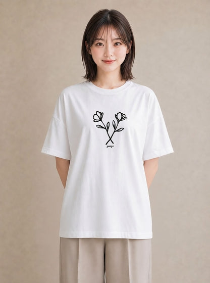 デザインTシャツ レディース 小花 花 フラワー イラスト 綿100 デート 白T