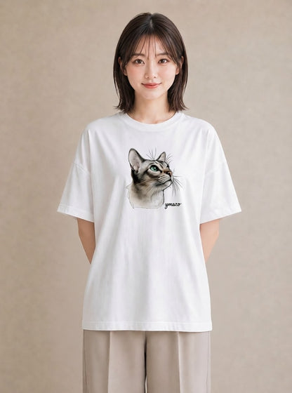 Tシャツ レディース 猫好き 猫 ねこ イラスト ゆるコーデ ルームウェア ギフト 白T