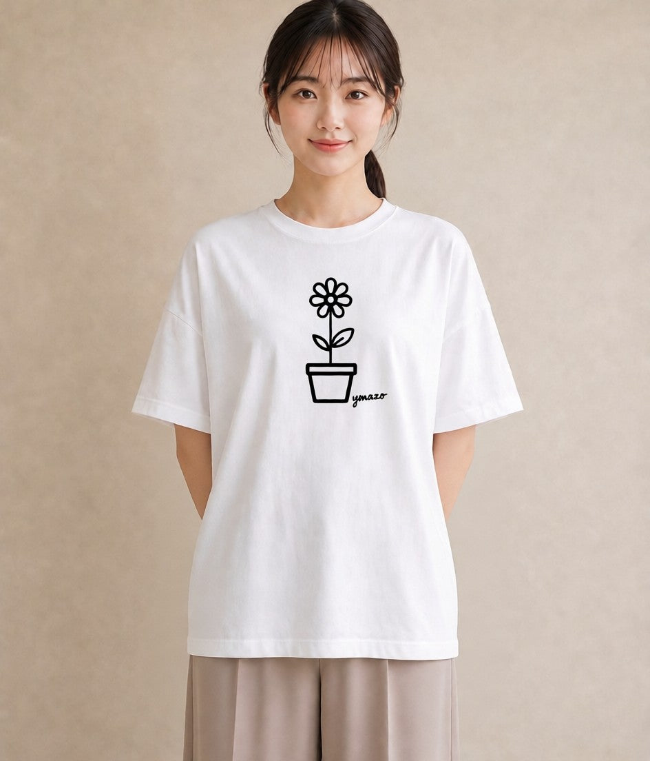 半袖Tシャツ レディース 観葉植物 ボタニカル 植物 イラスト 旅行コーデ お出かけ 普段着 白T