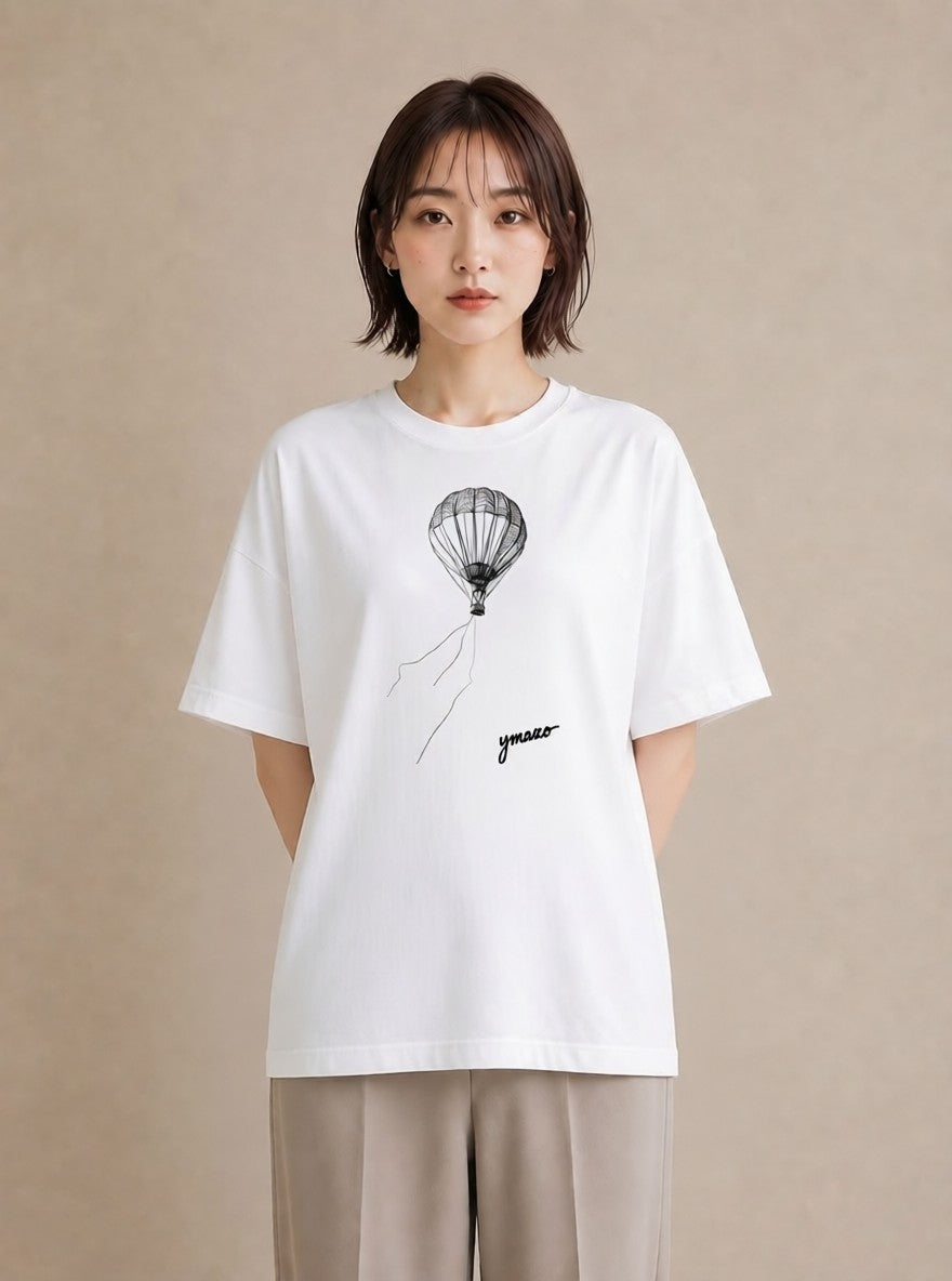 Tシャツ レディース 紙風船 和紙 ナチュラル アンティーク イラスト モード ホワイトデー 春服 白T