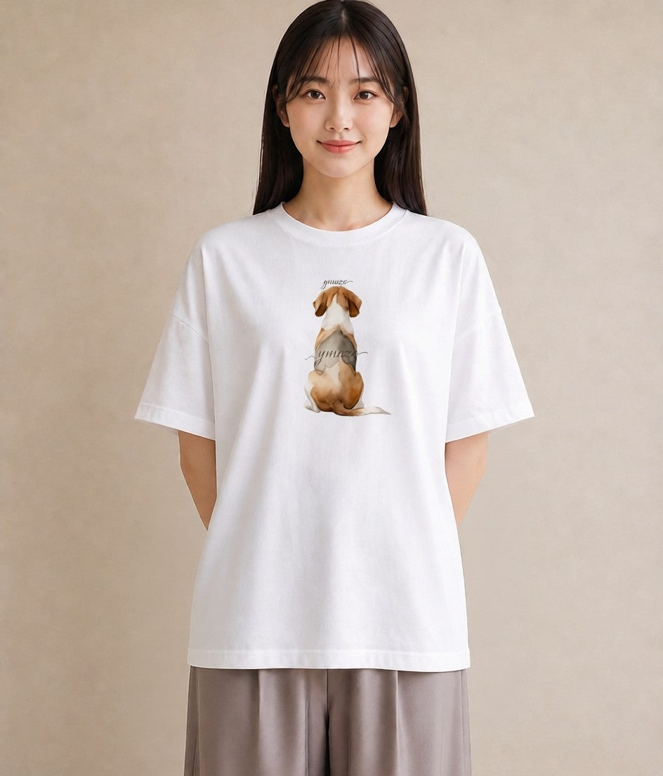 プリントTシャツ レディース ビーグル 犬 いぬ イラスト 北欧風 お出かけ 普段着 白T