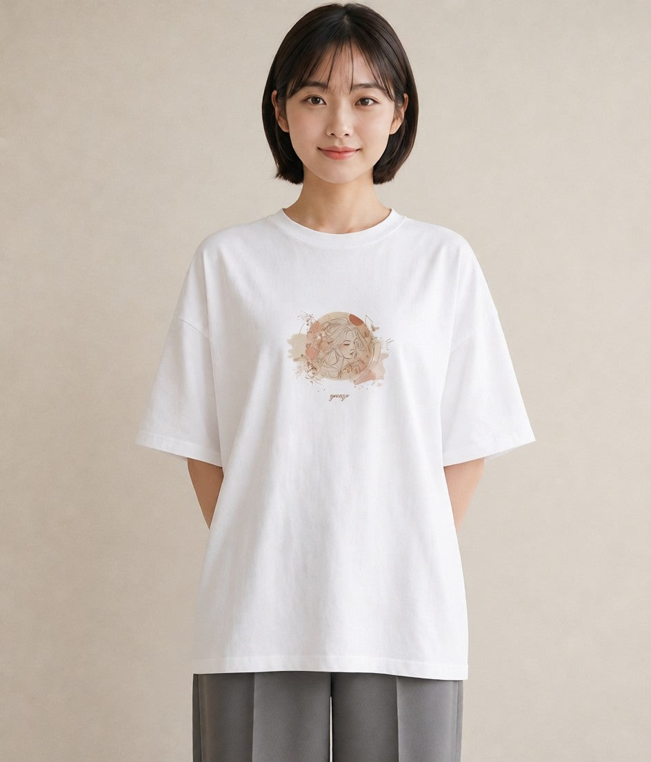 半袖Tシャツ レディース 獅子座 星空 宇宙 イラスト ラフ おしゃれギフト 社会人 白T