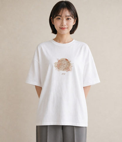 半袖Tシャツ レディース 獅子座 星空 宇宙 イラスト ラフ おしゃれギフト 社会人 白T