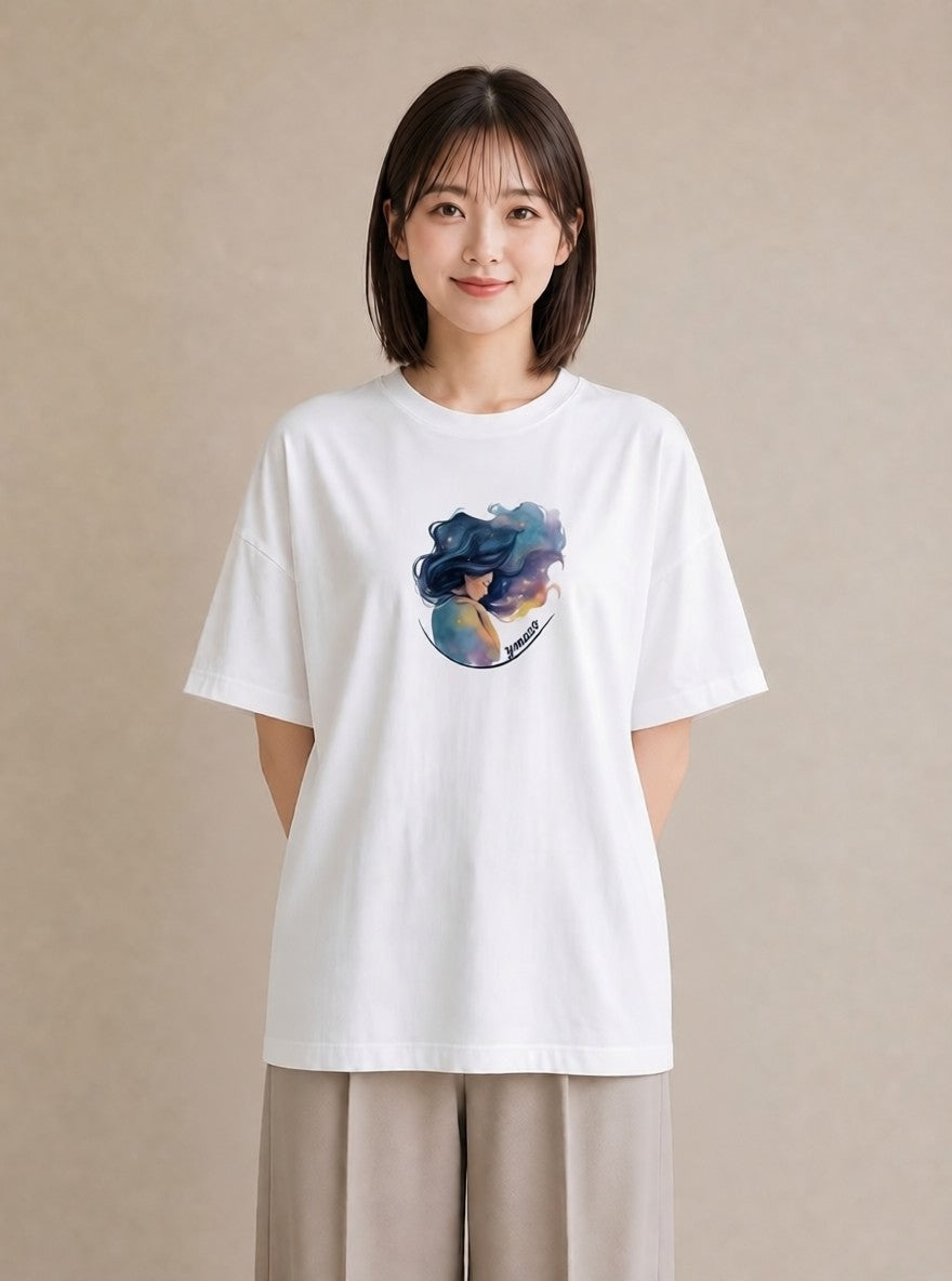 半袖Tシャツ レディース 獅子座 星空 宇宙 イラスト 抜け感 ギフト 母の日 白T