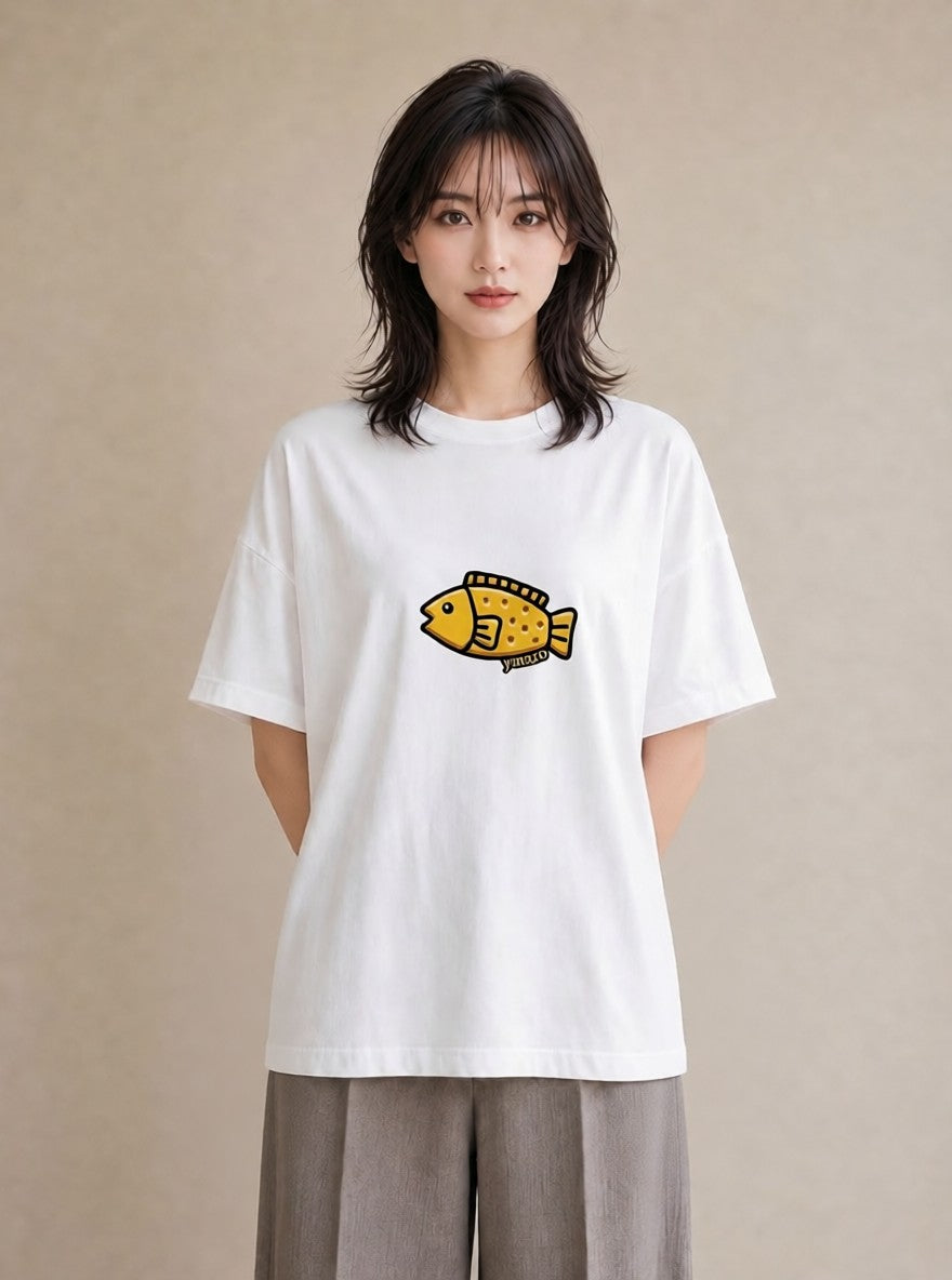 プリントTシャツ レディース たい焼き 食べ物 フード イラスト ゆるかわ ビーチ デイリーウェア 白T
