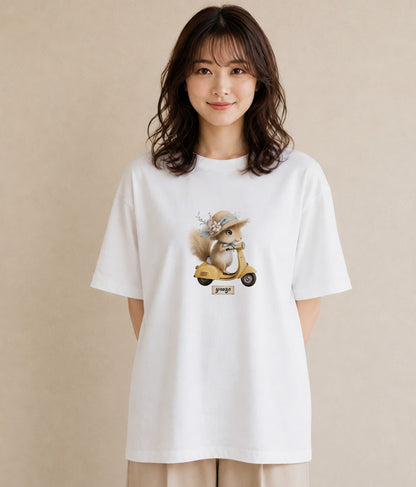 Tシャツ レディース シマリス ペット 動物 イラスト こなれ感 夏コーデ 通学 白T