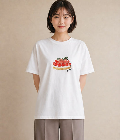 グラフィックTシャツ レディース プリン 食べ物 フード イラスト シンプル 誕生日プレゼント 綿100 白T