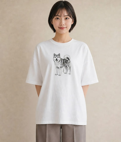 プリントTシャツ レディース 秋田犬 犬 いぬ イラスト ナチュラル ホワイトデー 春服 白T