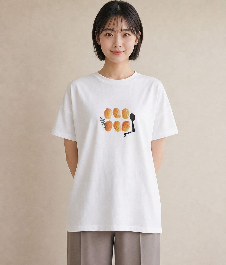 Tシャツ レディース プリン 食べ物 フード イラスト ボタニカル 旅行用 海 白T