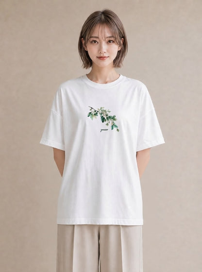 デザインTシャツ レディース つる 植物 ボタニカル イラスト シック 旅行 母娘コーデ 白T