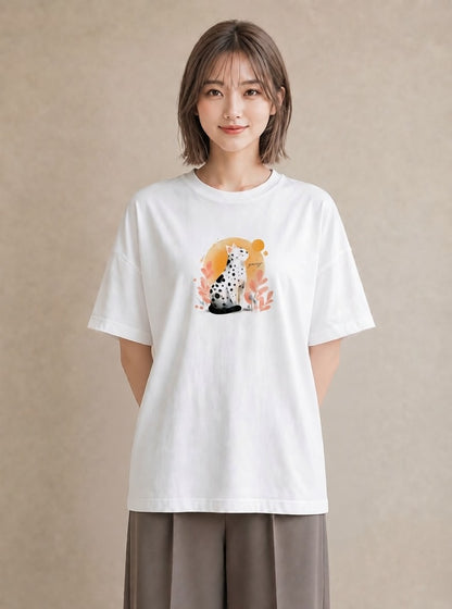 デザインTシャツ レディース しっぽ 猫 ねこ イラスト レトロ 旅行 母娘コーデ 白T