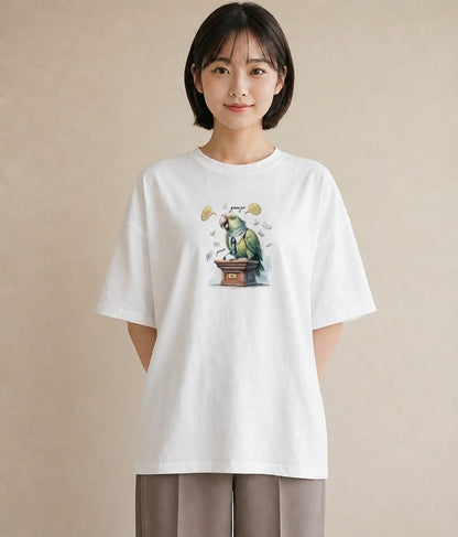プリントTシャツ レディース インコ ペット 動物 イラスト ビーチ デイリーウェア 白T