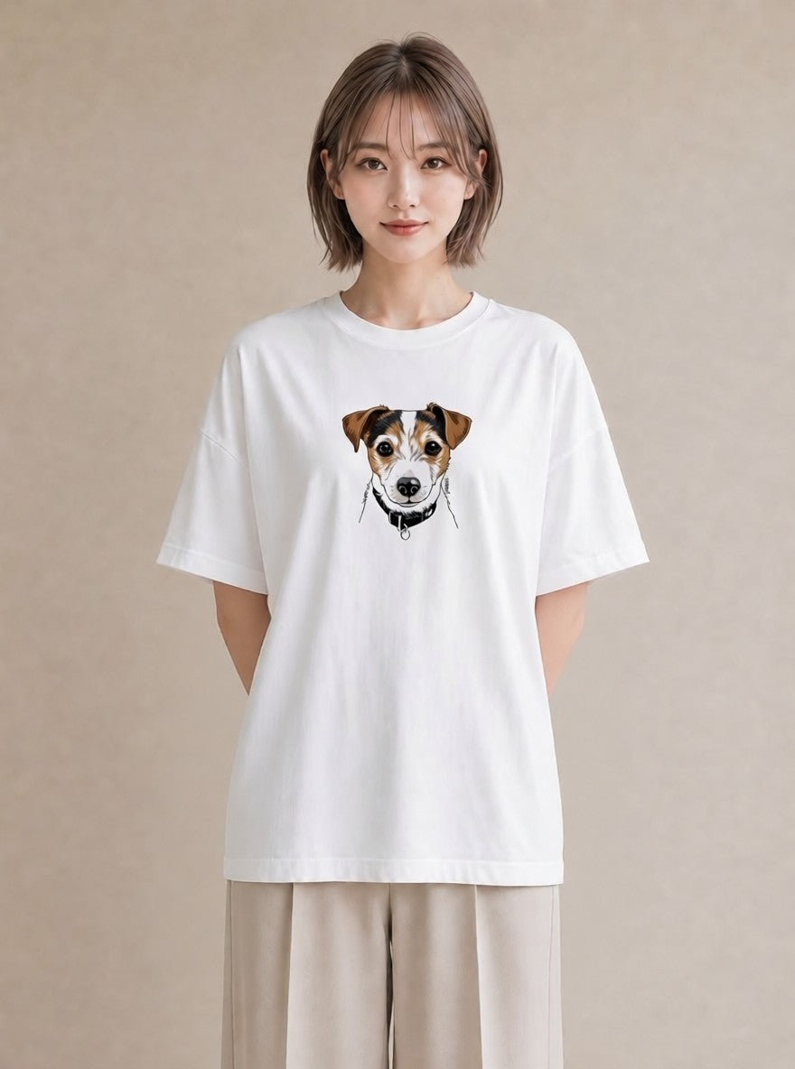 半袖Tシャツ レディース わんこ 犬 いぬ イラスト きれいめ 友達ギフト 部屋着 白T