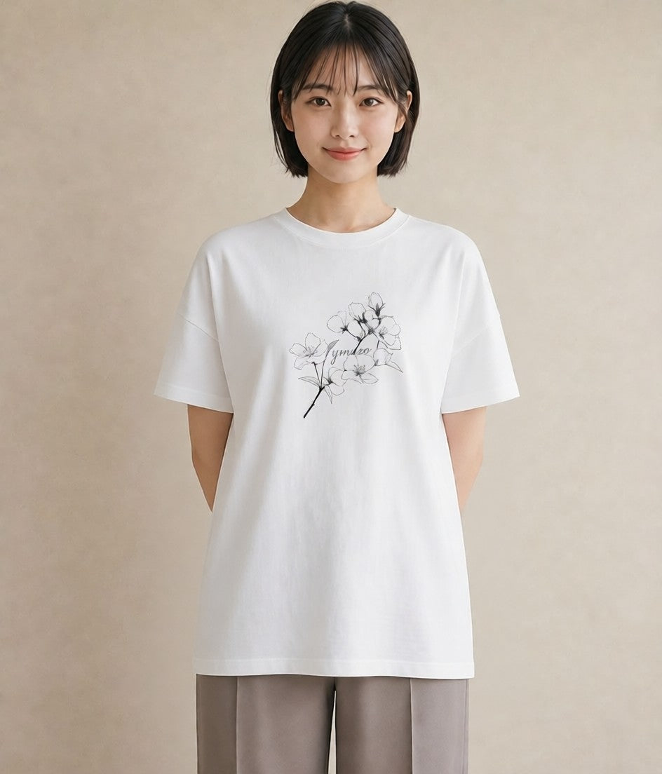 プリントTシャツ レディース さくら 桜 桜の枝 イラスト シンプル ルームウェア ギフト 白T