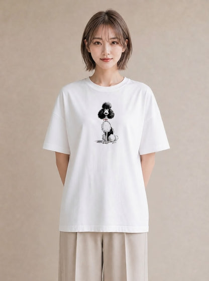 グラフィックTシャツ レディース トイプードル プードル 犬 いぬ イラスト ゆるコーデ 公園 ママ 白T