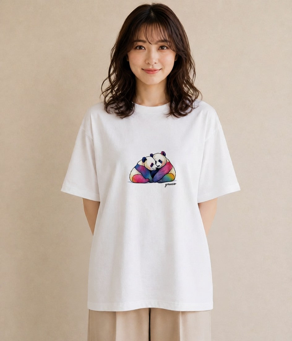 Tシャツ レディース パンダ 動物 アニマル イラスト ボタニカル 社会人 女性 白T
