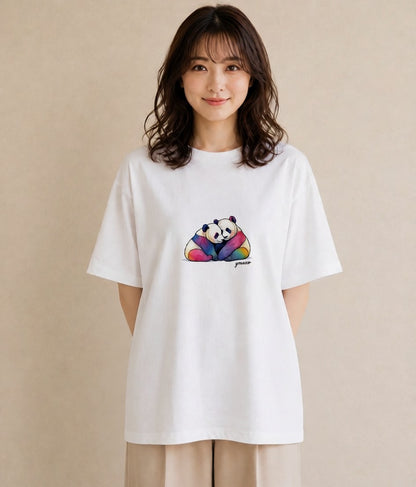 Tシャツ レディース パンダ 動物 アニマル イラスト ボタニカル 社会人 女性 白T