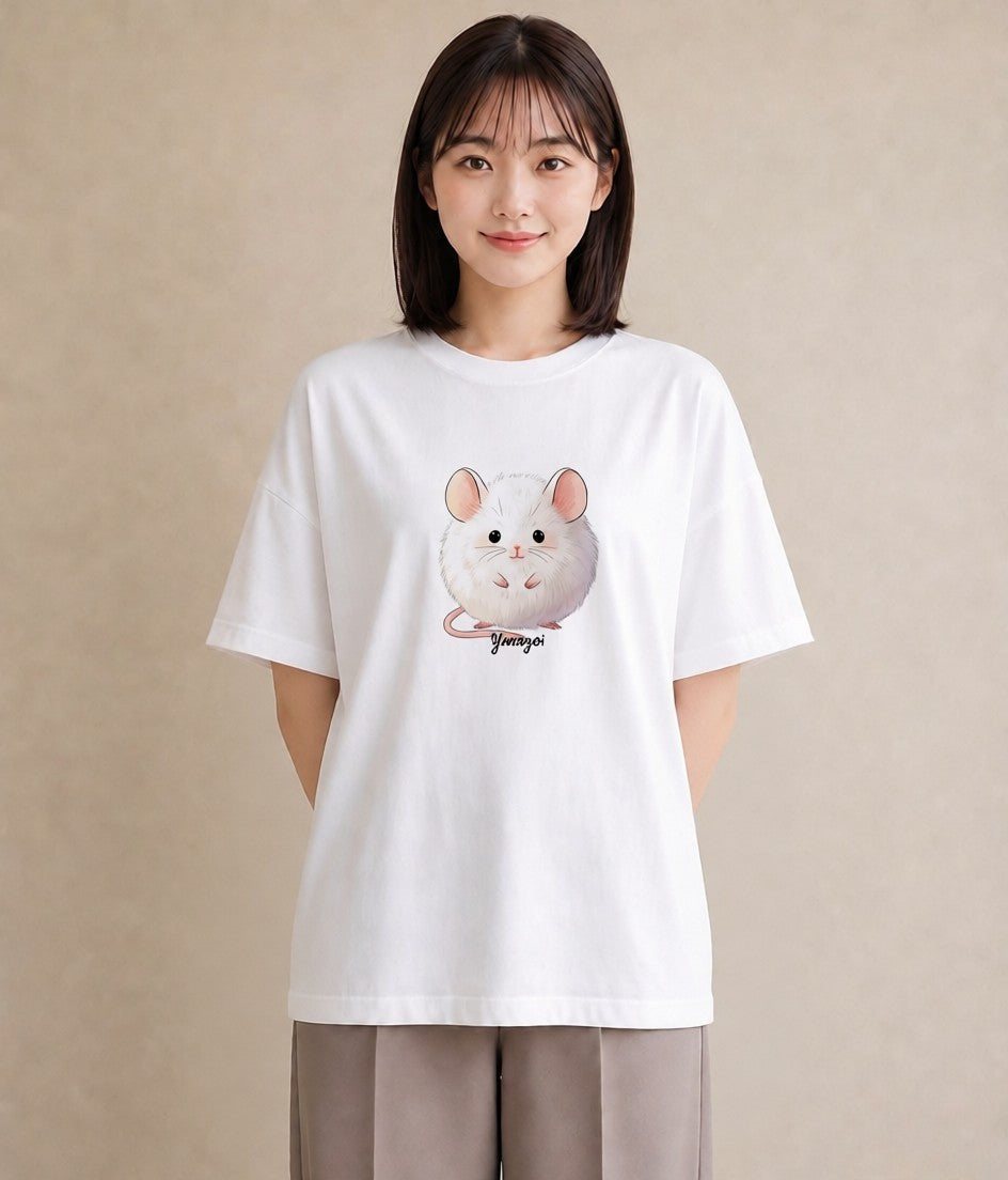 半袖Tシャツ レディース ロボロフスキー ペット 動物 イラスト レトロ クリスマス 旅行 白T