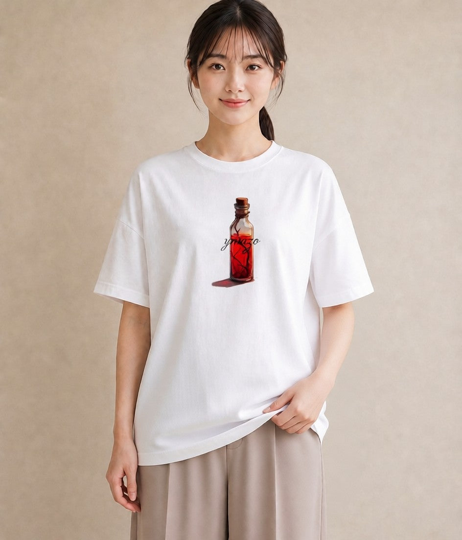 デザインTシャツ レディース ガラス瓶 小枝 ボタニカル ナチュラル アンティーク イラスト ポップ クリスマス 旅行 白T