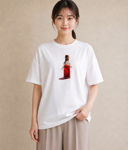 デザインTシャツ レディース ガラス瓶 小枝 ボタニカル ナチュラル アンティーク イラスト ポップ クリスマス 旅行 白T
