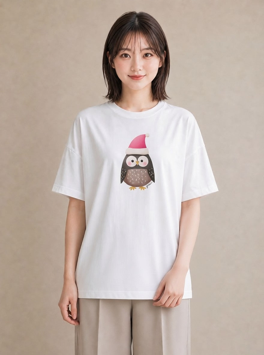グラフィックTシャツ レディース シロフクロウ 動物 アニマル イラスト モード 夏コーデ 通学 白T