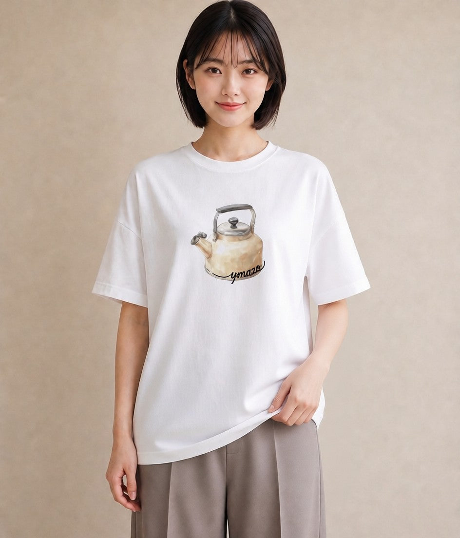 Tシャツ レディース 紅茶 食べ物 フード イラスト レトロ ラフ レイヤード 白T