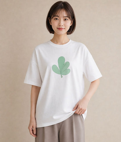 プリントTシャツ レディース つる 植物 ボタニカル イラスト 抜け感 母の日 ビーチ 白T
